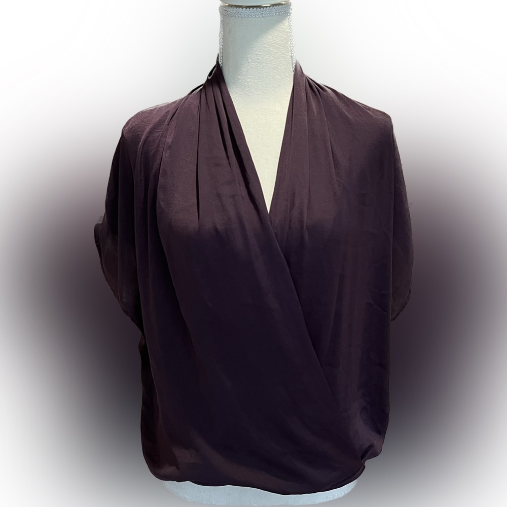 Vince top, v neck, deep plum color. Size small